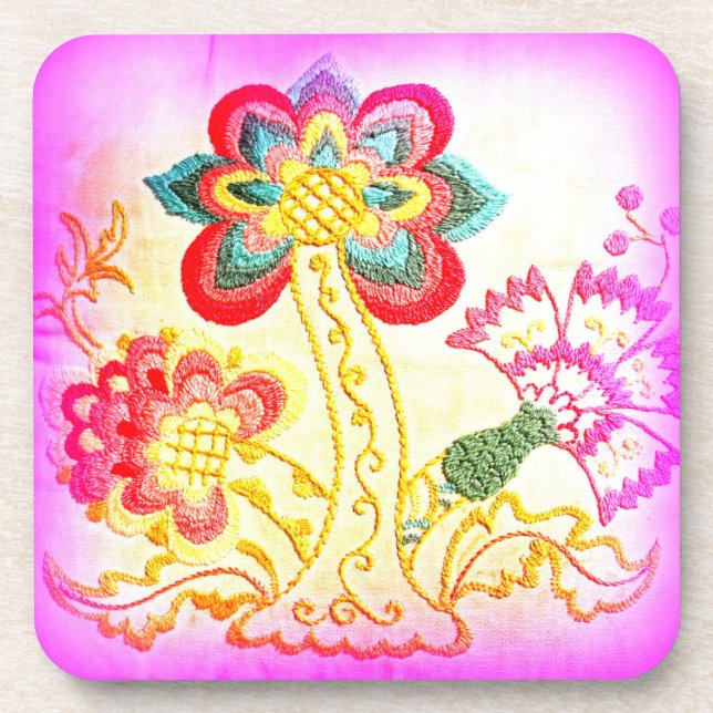 porta copos de palmeira rosa no estilo hippie (Frente)