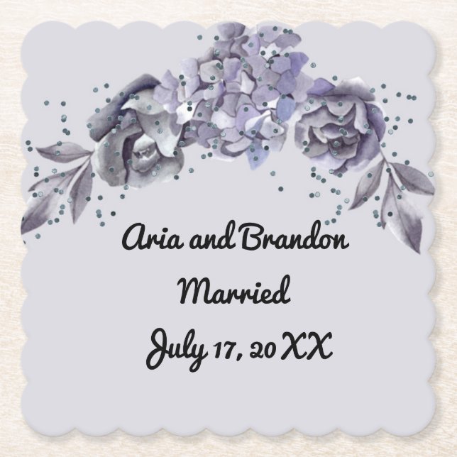 Porta-copos de papel combinando para casamento em  (Frente)