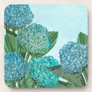 Porta copos de papel quadrado Hydrangea azul