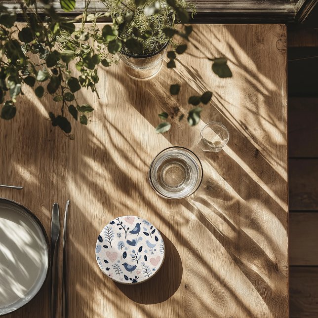 Porta copos de Pássaro Escandinavo e Pedra Floral (Criador carregado)