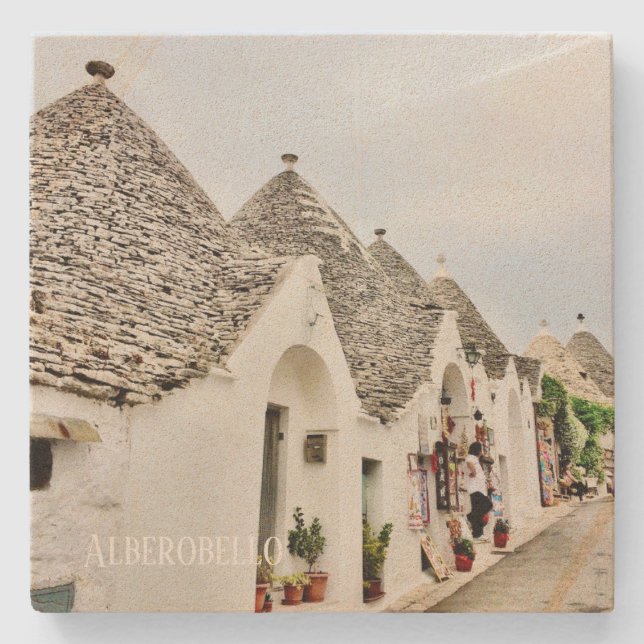 Porta copos de pedra Alberobello na Apúlia, Itália (Frente)