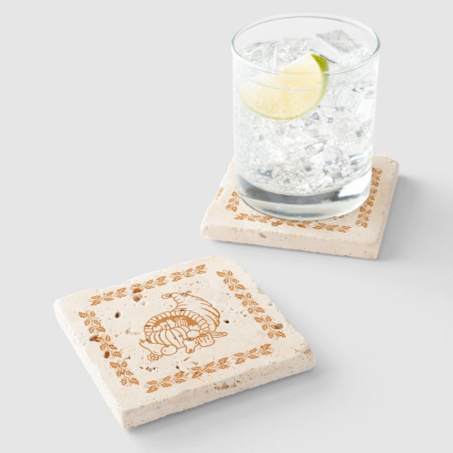 Porta copos de pedra - Chifre de abundância (Lateral)