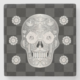 Porta copos de Pedra Chrome Calavera (Rosa Branca)