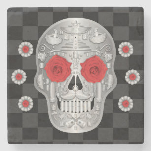 Porta copos de pedra Chrome Calavera (Rosa vermelh