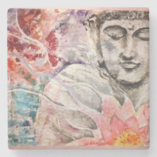 Porta copos de pedra colorida de Buddha Lotus