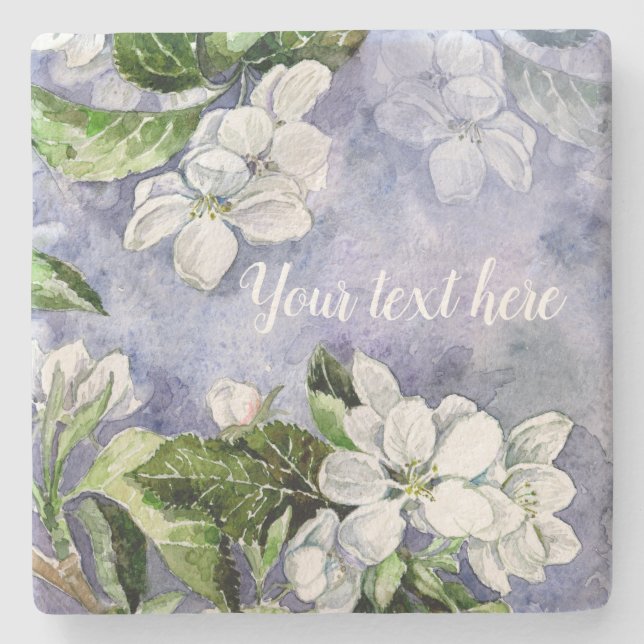 Porta copos de pedra com flor de maçã (Frente)