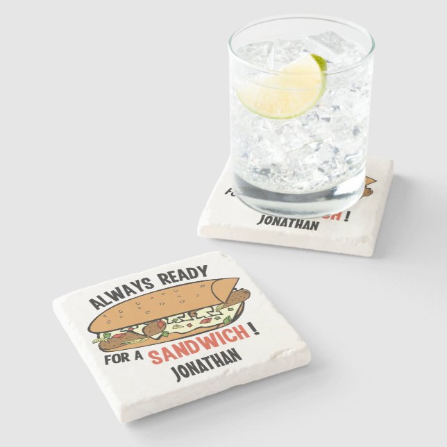 Porta copos de pedra com nome personalizado em san (Lateral)