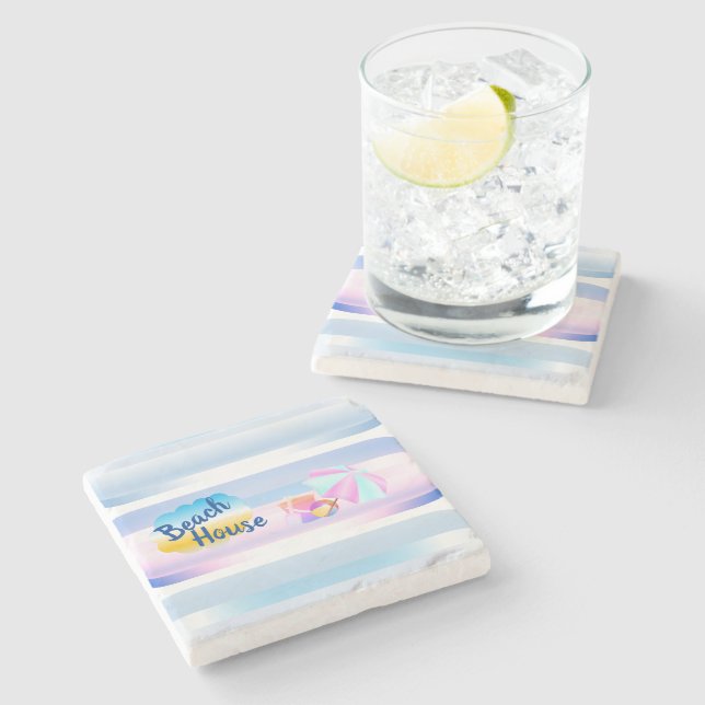 Porta copos de Pedra da Casa de Praia Azul e Rosa (Lateral)