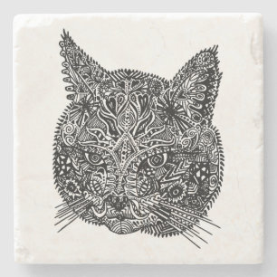Porta copos de Pedra de Cabeça de Gato Ornamental