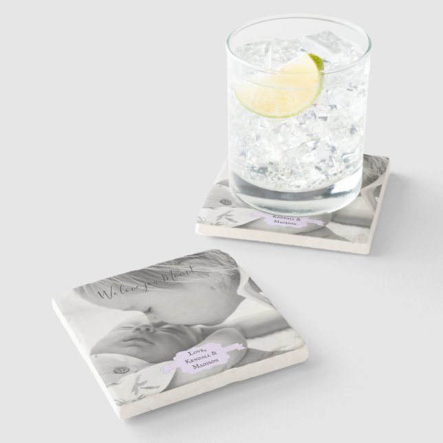 Porta copos de Pedra de Dia de as mães Mínimo Roxo (Lateral)