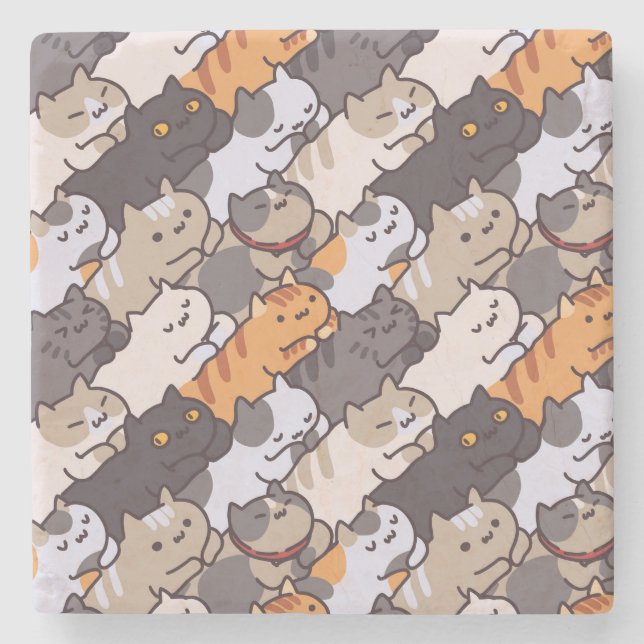 Porta copos de Pedra de Gatos Cortes (Frente)