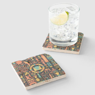 Porta copos de Pedra de Hieroglifos Egípcios