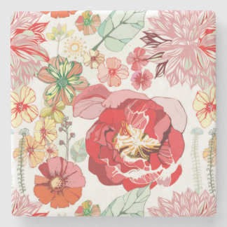 Porta copos de pedra de mármore floral do vintage