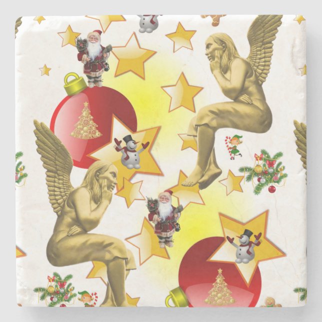 Porta copos de Pedra de Natal, Anjo de Natal (Frente)