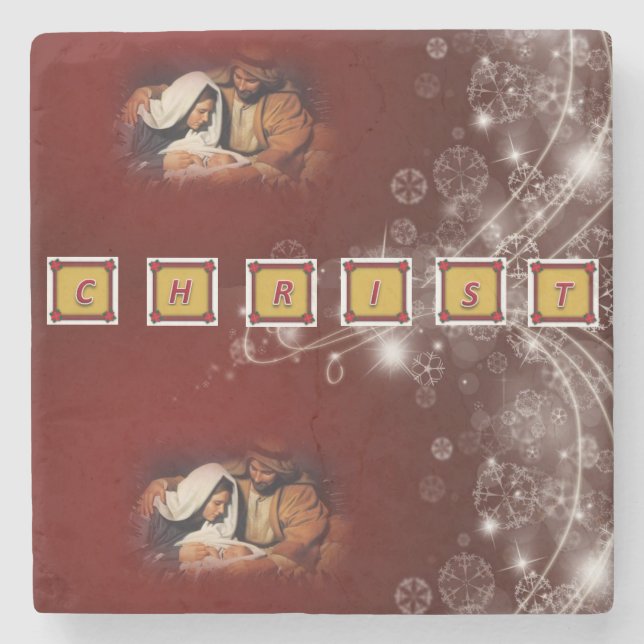 Porta copos de Pedra de Natal, Cristo de Jesus (Frente)