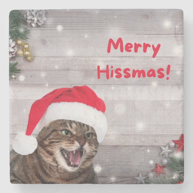 Porta copos De Pedra De Natal, Desejo-Lhe Um Hissm (Frente)