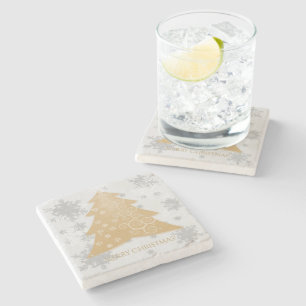 Porta copos de Pedra de Natal Festiva Dourada