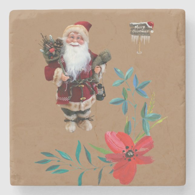 Porta copos de Pedra de Natal, Papais noeis (Frente)