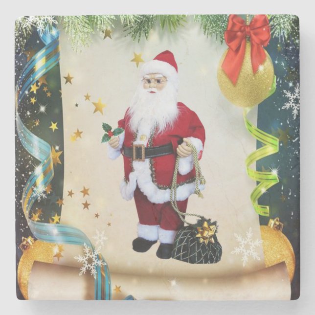 Porta copos de Pedra de Natal, Papais noeis (Frente)