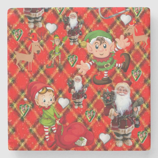 Porta copos de Pedra de Natal, Papais noeis (Frente)