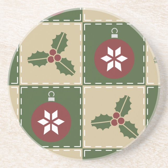 Porta copos de Pedra de Natal Quilt (Frente)