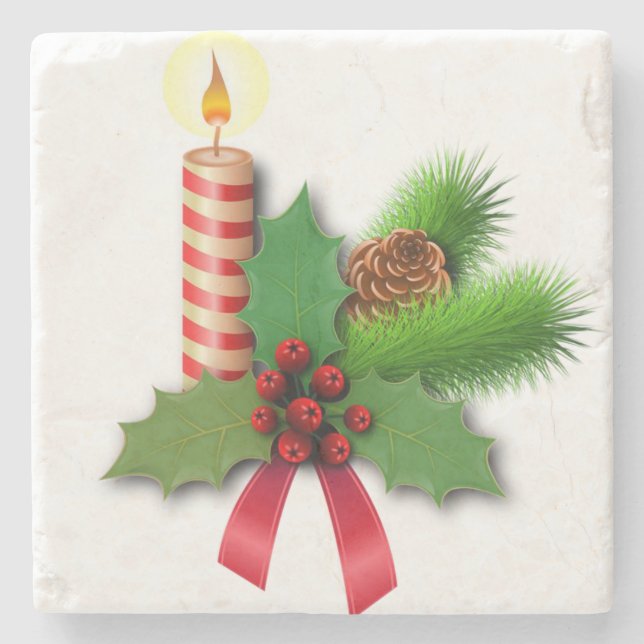 Porta copos de Pedra de Natal, Vela de Natal (Frente)