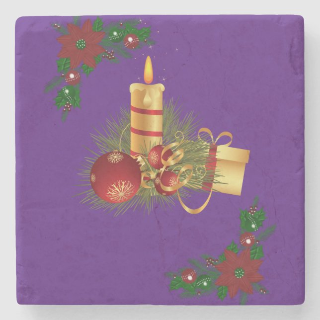 Porta copos de Pedra de Natal, Vela de Natal (Frente)