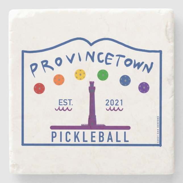Porta copos de Pedra de Pickleball de Provincetown (Frente)