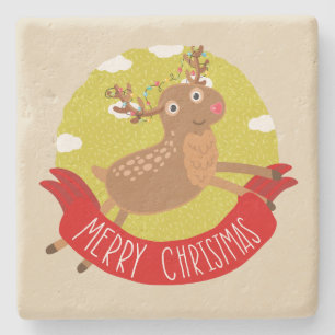 Porta copos de Pedra de Reindeer de Natal
