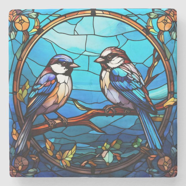 Porta copos de pedra de vidro contida (Frente)