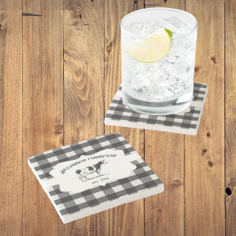 Porta copos de pedra de Xadrez de Buffalo Negra