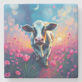 Porta copos de pedra Dia de os namorados de vaca