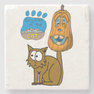 Porta copos de Pedra do Halloween Marble, Cat