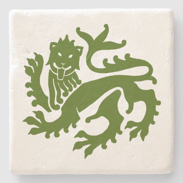 Porta copos de Pedra do Mármore do Leão Gótico Ver (Frente)