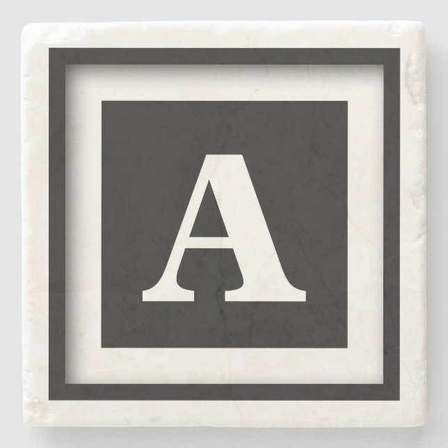 Porta copos de Pedra do Monograma com Moldura Pers (Frente)