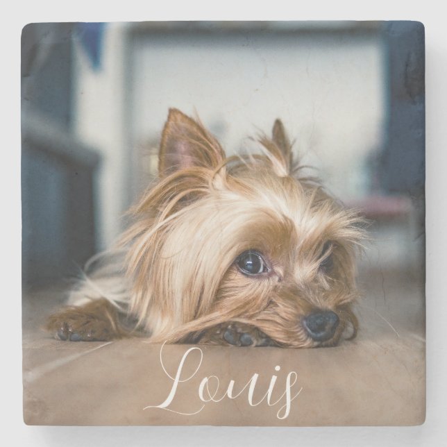 PORTA COPOS de pedra do NOME PET (Frente)