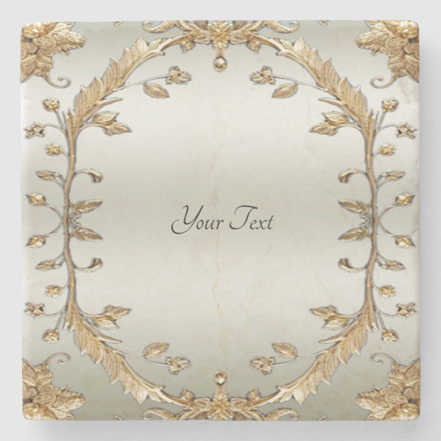 Porta copos de pedra do Ornamentado do ouro (Frente)