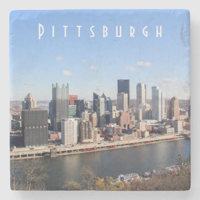 Porta copos de Pedra do Skyline Pittsburgh (Frente)