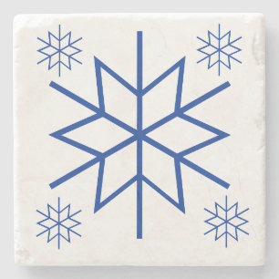 Porta copos de pedra - Flocos de neve azuis