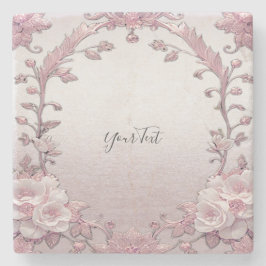 Porta copos de Pedra Floral Rosa Única