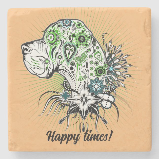 Porta copos de Pedra Grey Great Dane (Frente)