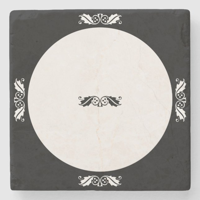 Porta copos de pedra - Holly sai em preto e branco (Frente)