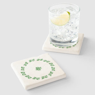 Porta copos de pedra - Holly Wreath