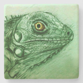 Porta copos de Pedra Iguana Verde, Desenho Realist