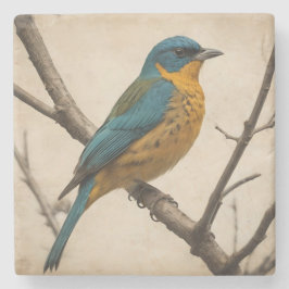 Porta copos de pedra Impressão do pássaro Vintage