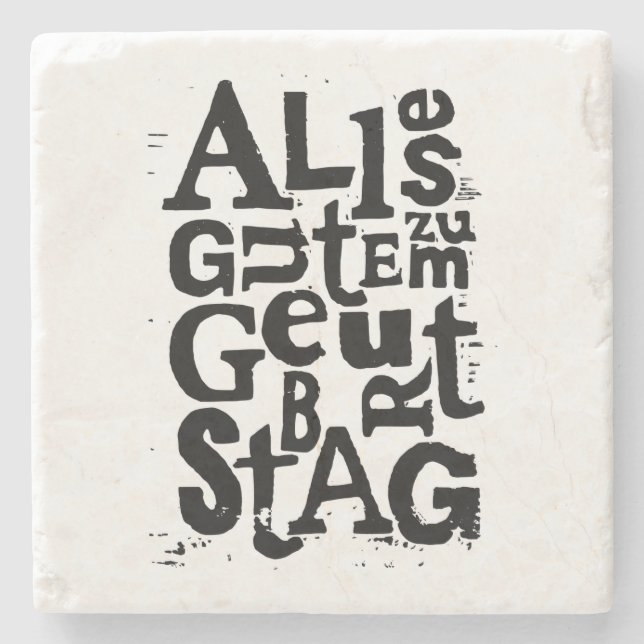 Porta copos de pedra Lino Impressão (Frente)