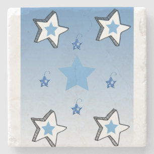 Porta copos de Pedra Marble de Natal, Estrelas Azu