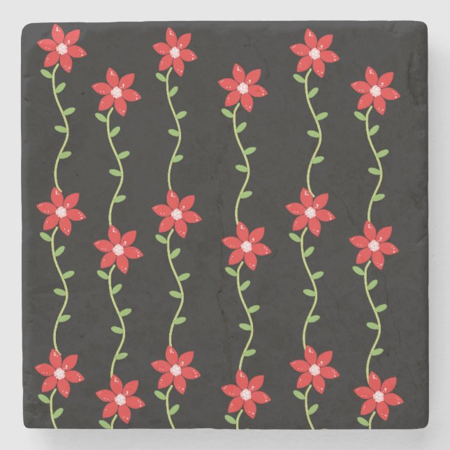 Porta copos de Pedra Marble de Natal, Poinsettia (Frente)