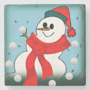 Porta copos de Pedra Marble de Natal, Snowman