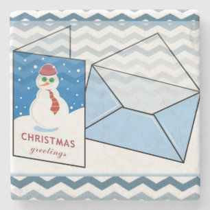 Porta copos de Pedra Marble de Natal, Snowman